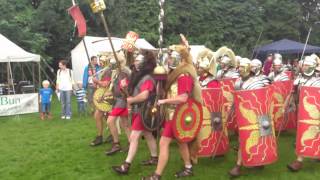 Roman Reenactment at the Amphitheatre in Caerleon Marching In [upl. by Stanfill881]