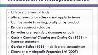 Misrepresentation Lecture 1 of 4 [upl. by Anawed]